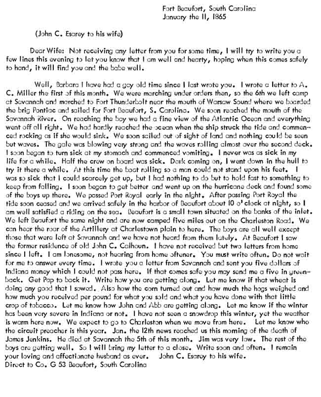 January 11, 1865 letter