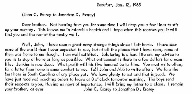 January 12, 1865 letter
