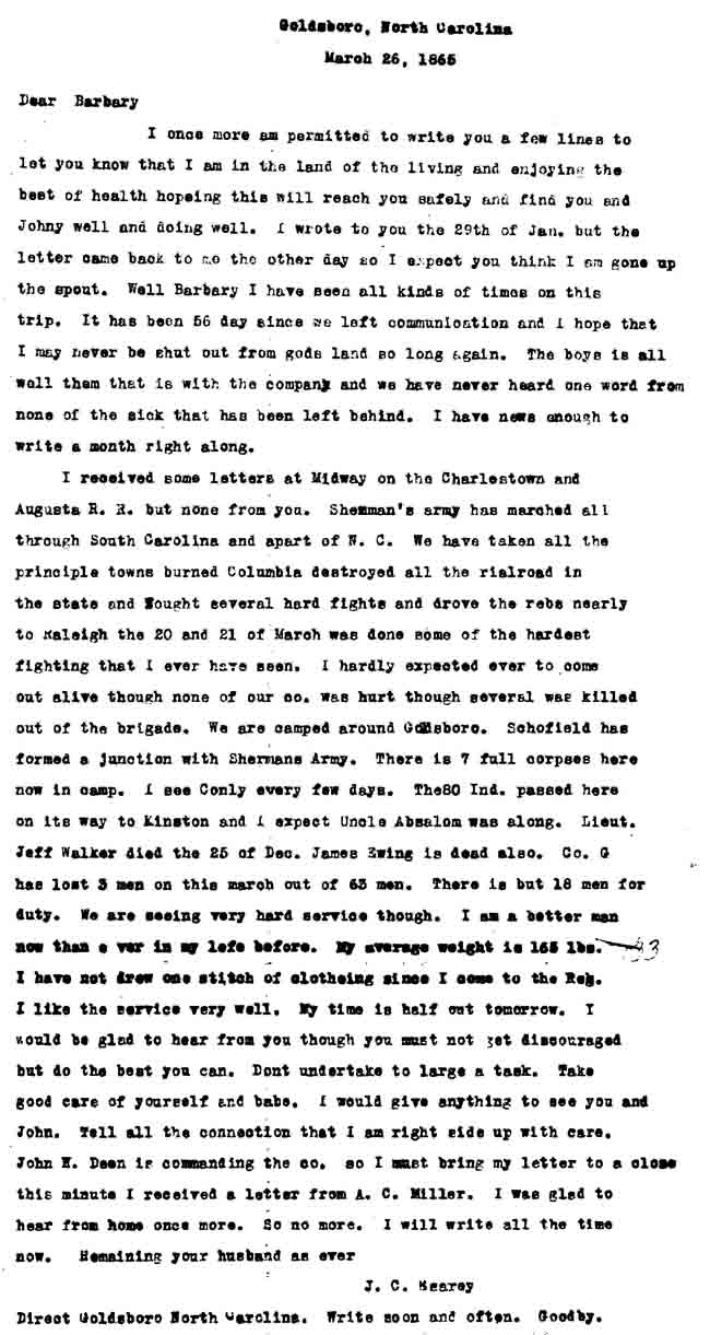 March 26, 1865 letter