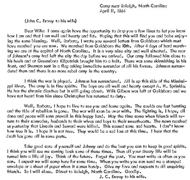 April 11, 1865 letter