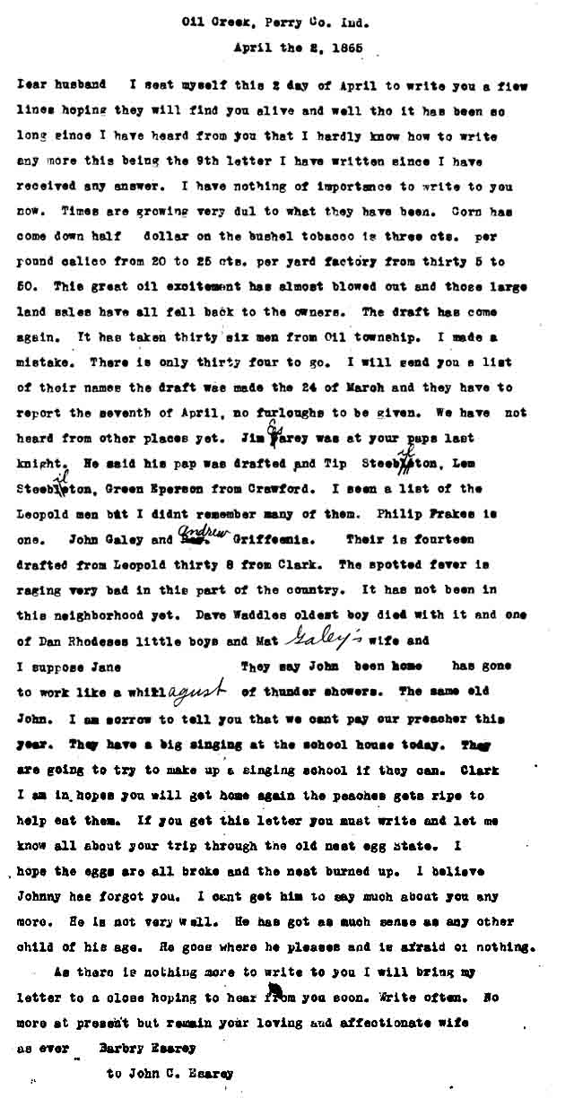 April 2, 1865 letter