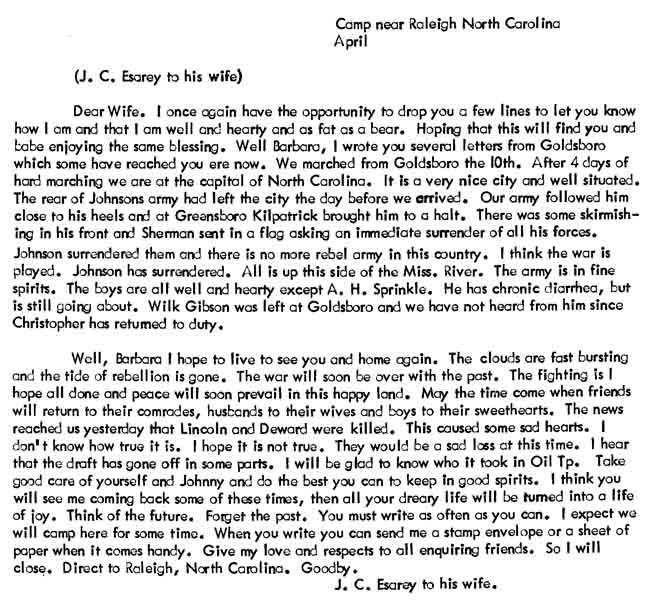 April 1865 letter
